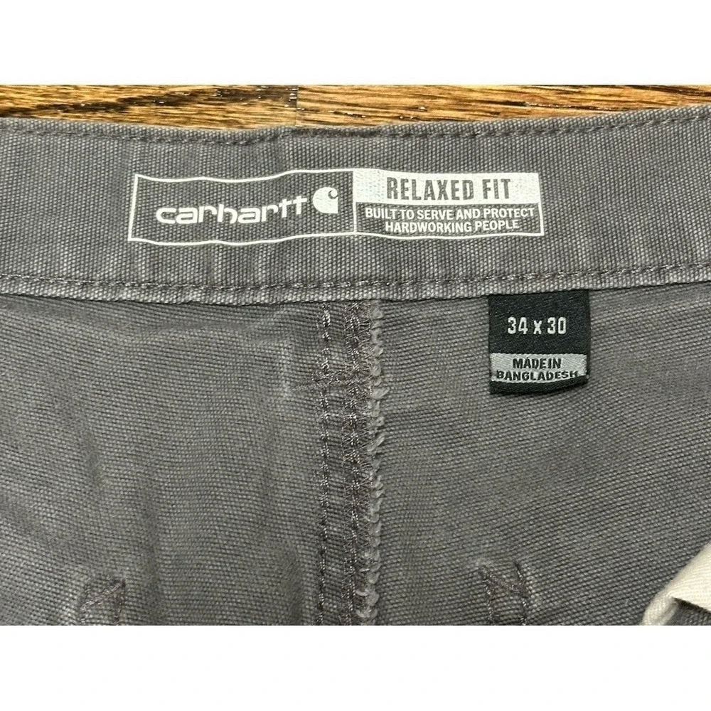 Carhartt Mens Gray Relaxed Fit Rugged Workwear Pants 102291 039 Men's Sz 34x30